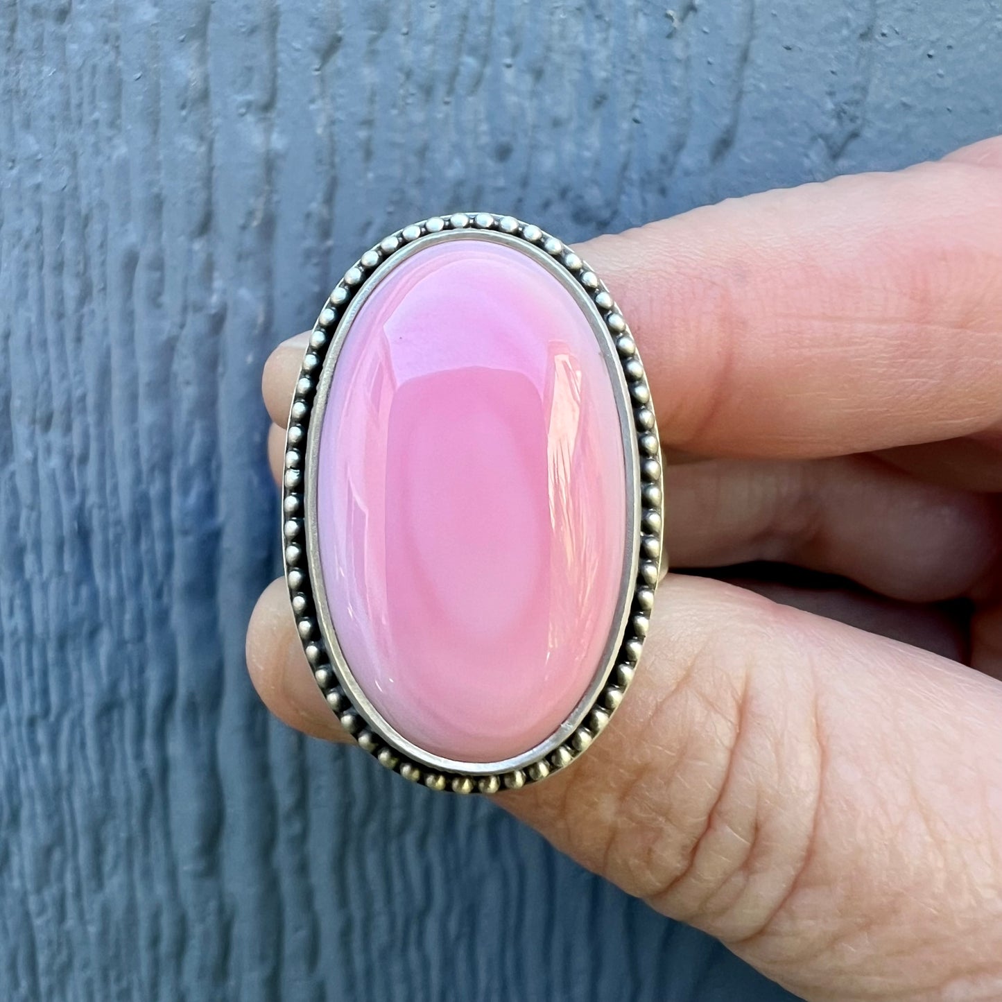 Pink Queen Conch Shell Statement Ring – Sterling Silver Hand Stamped Size 10