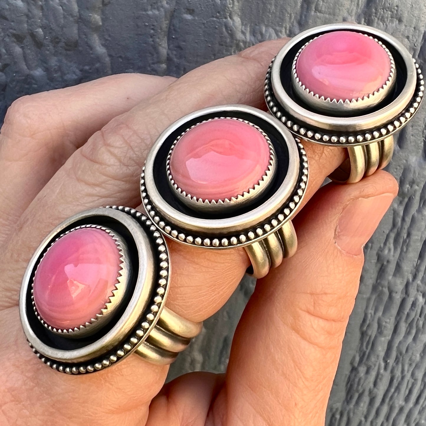 Pink Queen Conch Shell Ring – Shadowbox Setting in Sterling Silver Size 9