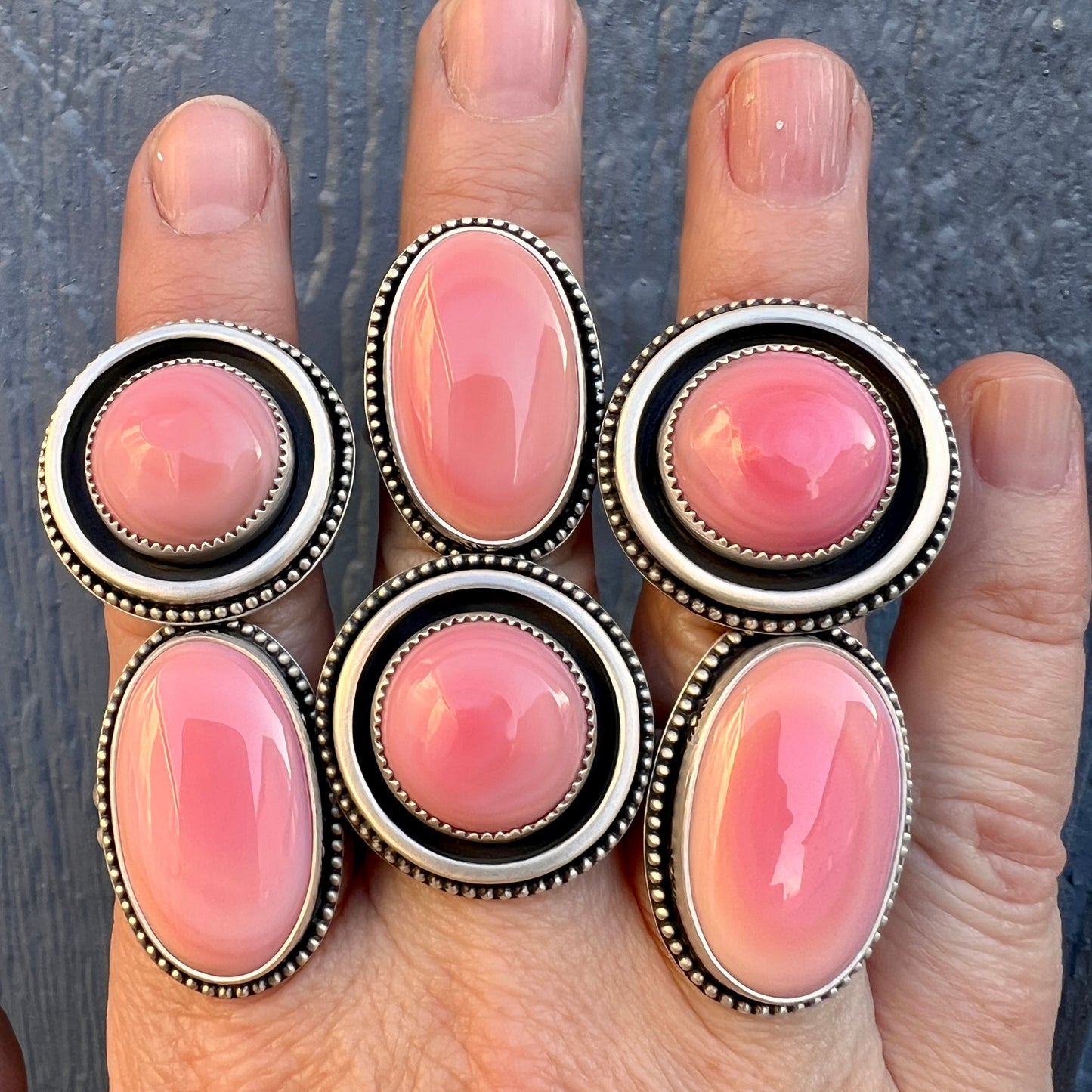 Pink Queen Conch Shell Ring – Shadowbox Setting in Sterling Silver Size 9