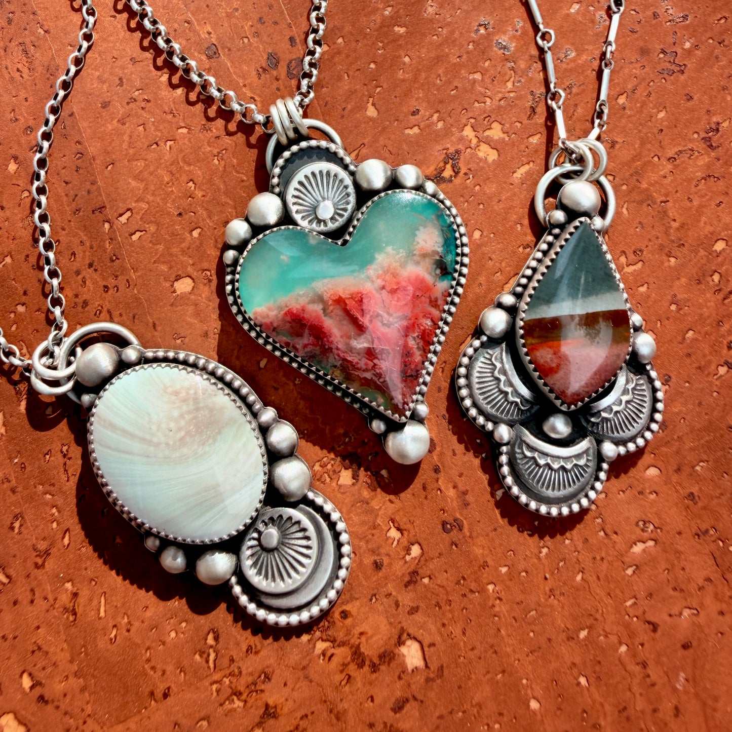 Polychrome Jasper Teardrop Necklace-Handcrafted Sterling & Fine Silver