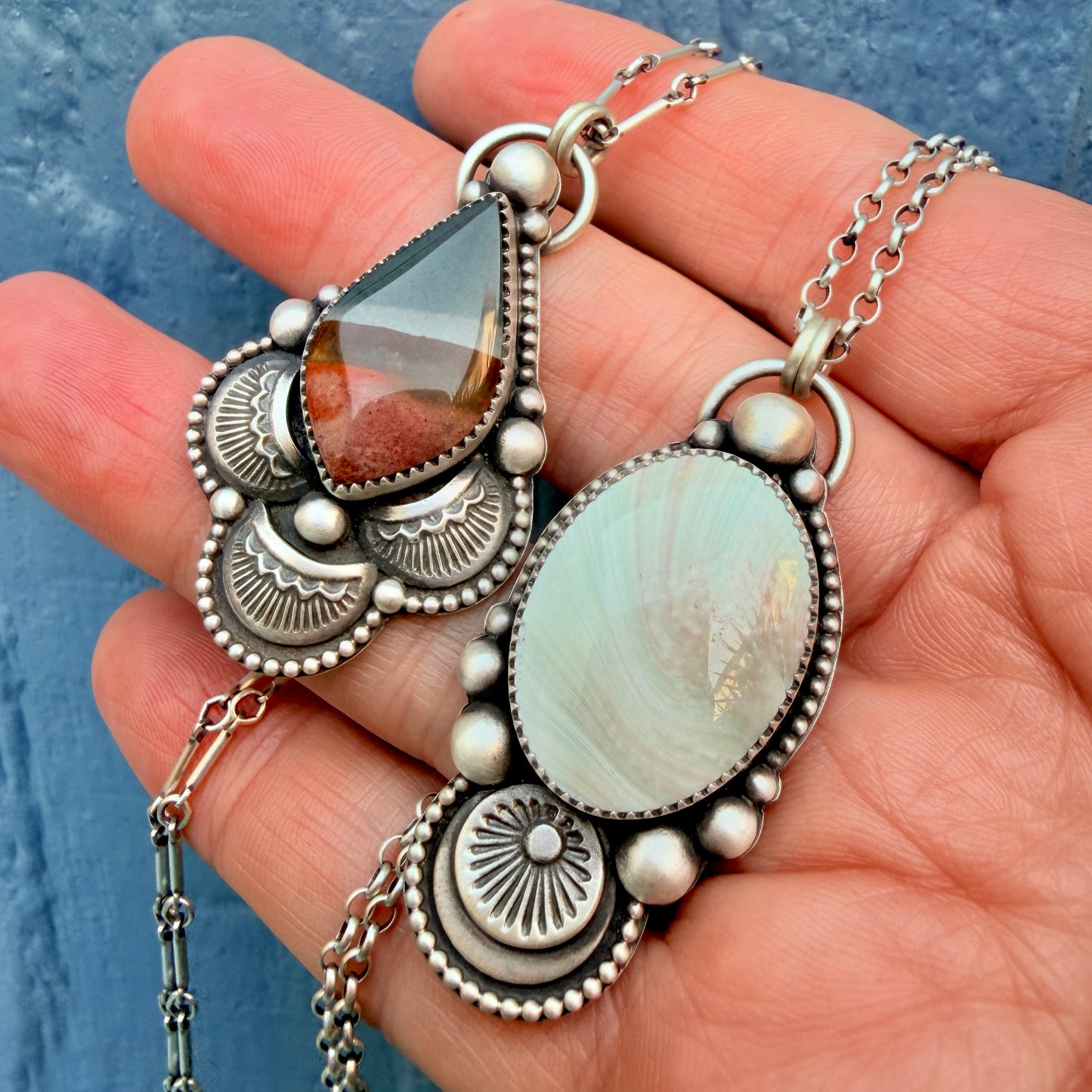 Polychrome Jasper Teardrop Necklace-Handcrafted Sterling & Fine Silver