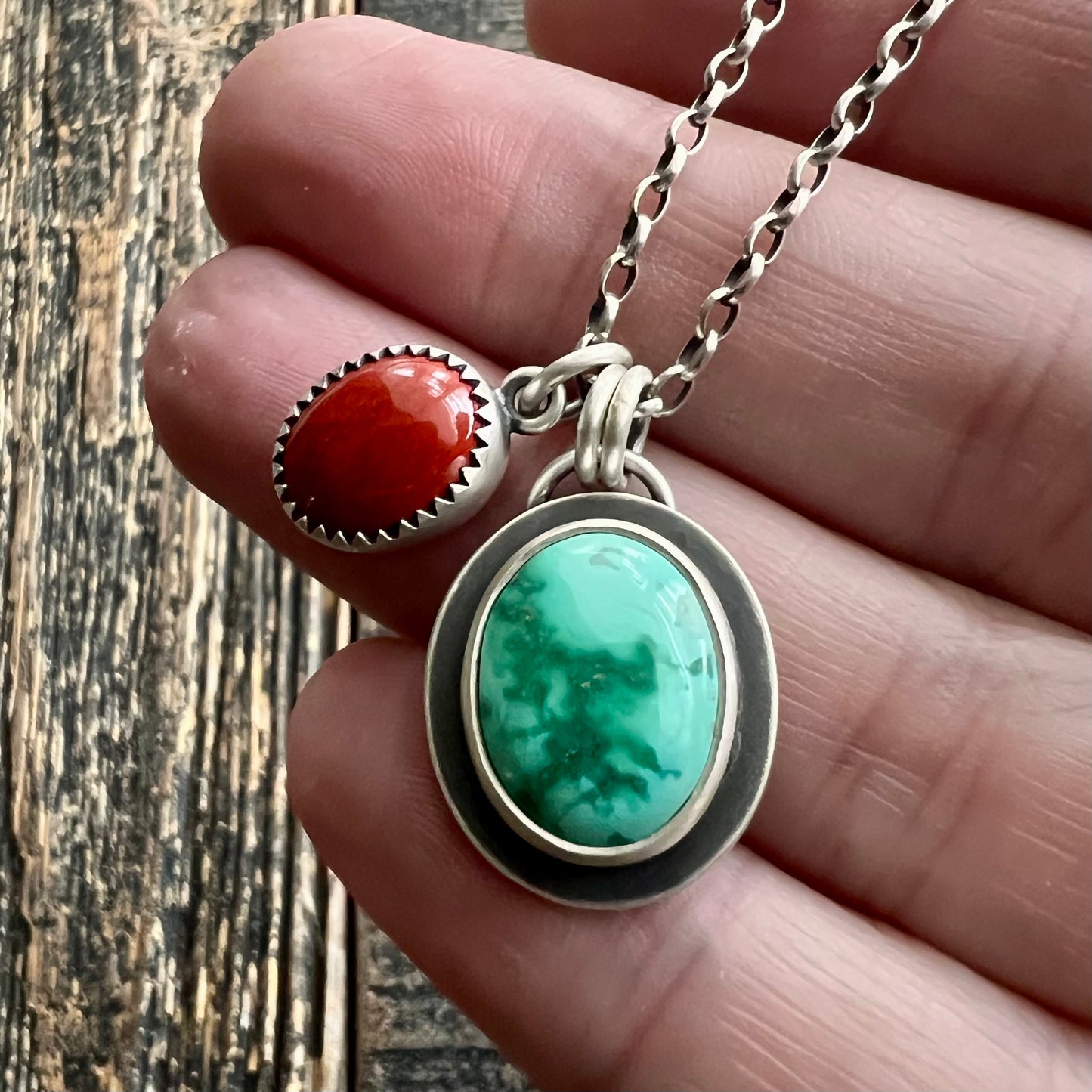 Emerald Valley turquoise and red jasper necklace