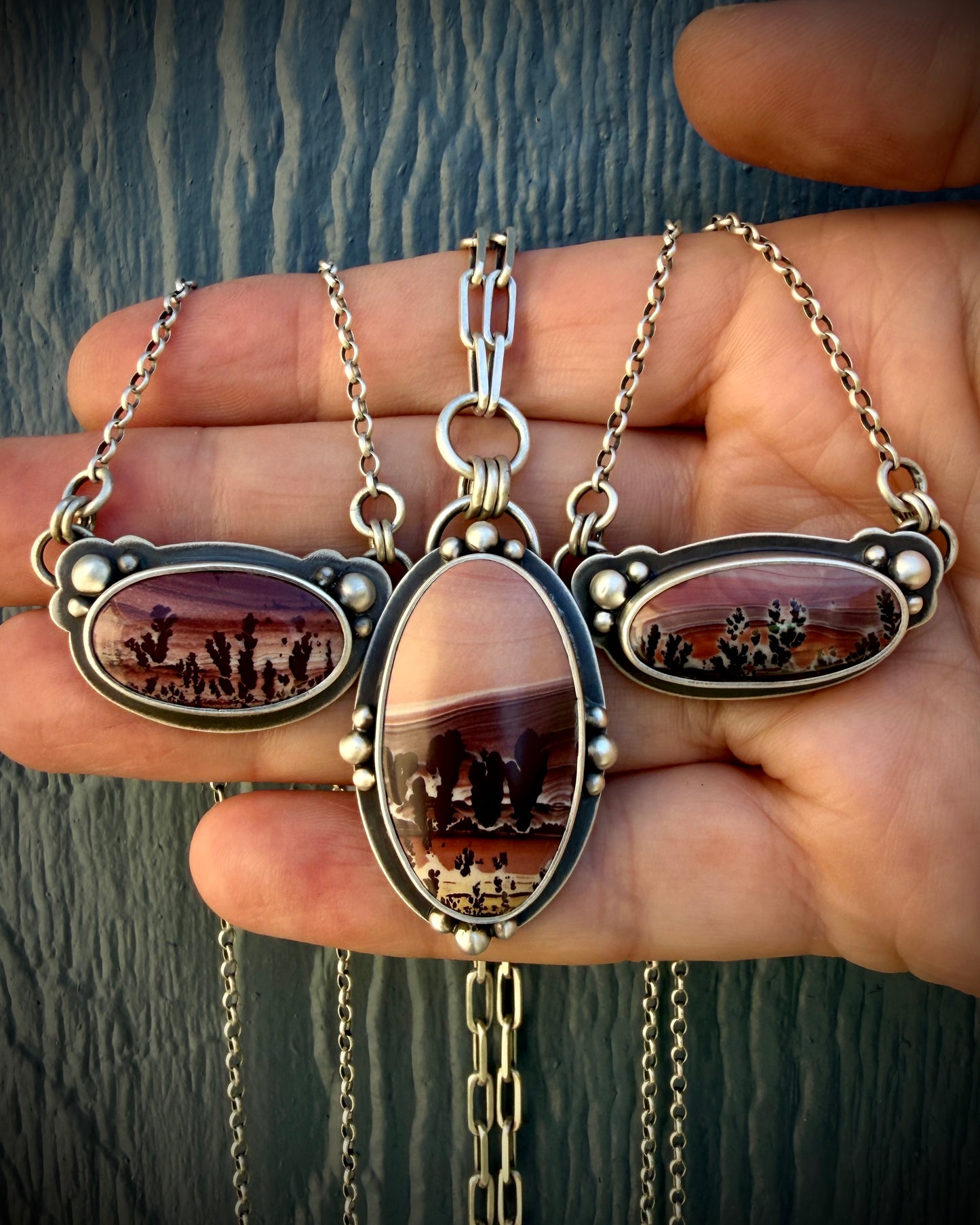 Mimbres Valley Dendritic Rhyolite Paperclip Chain Necklace