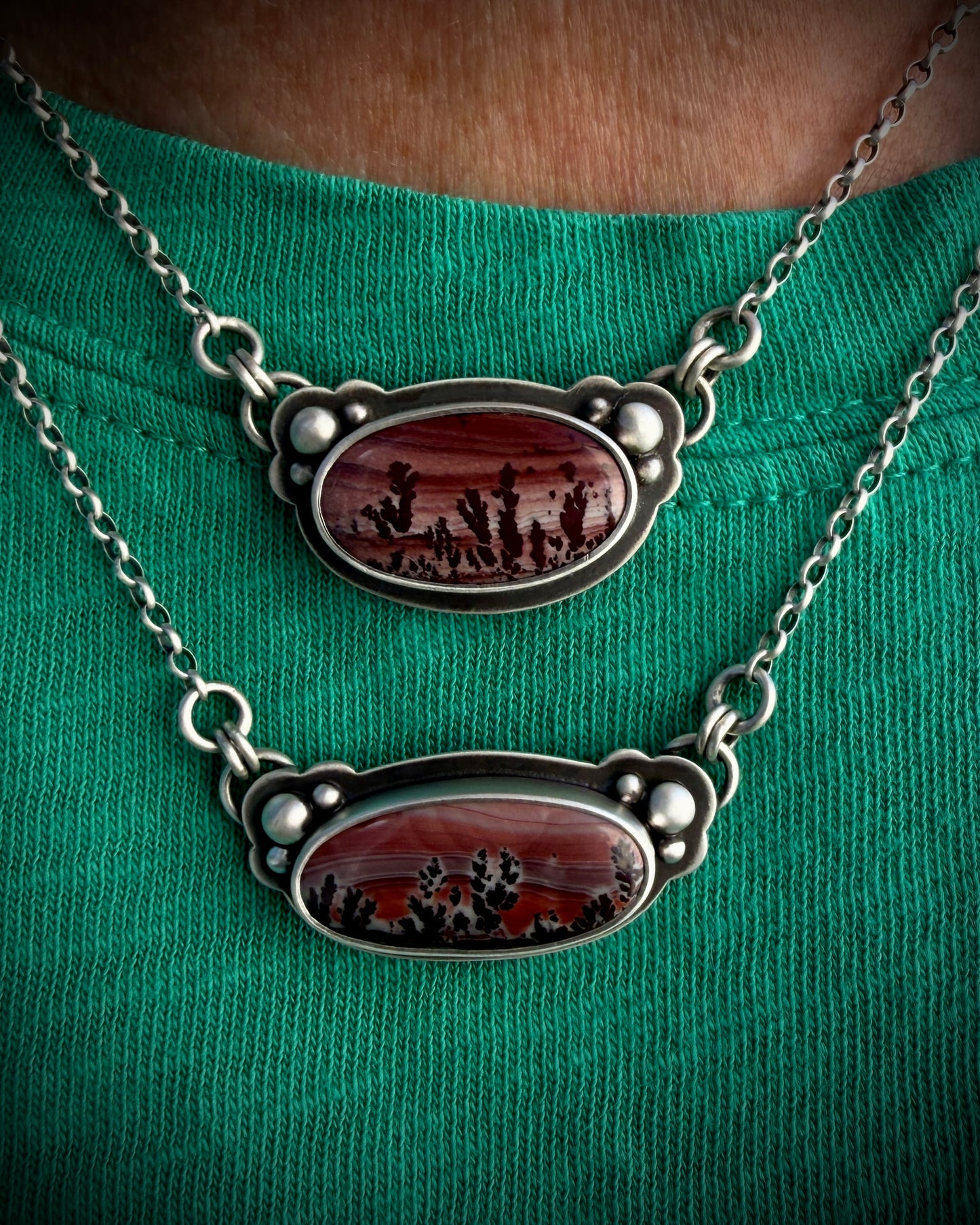 Mimbres Valley Dendritic Rhyolite Desert Portal Landscape Necklace