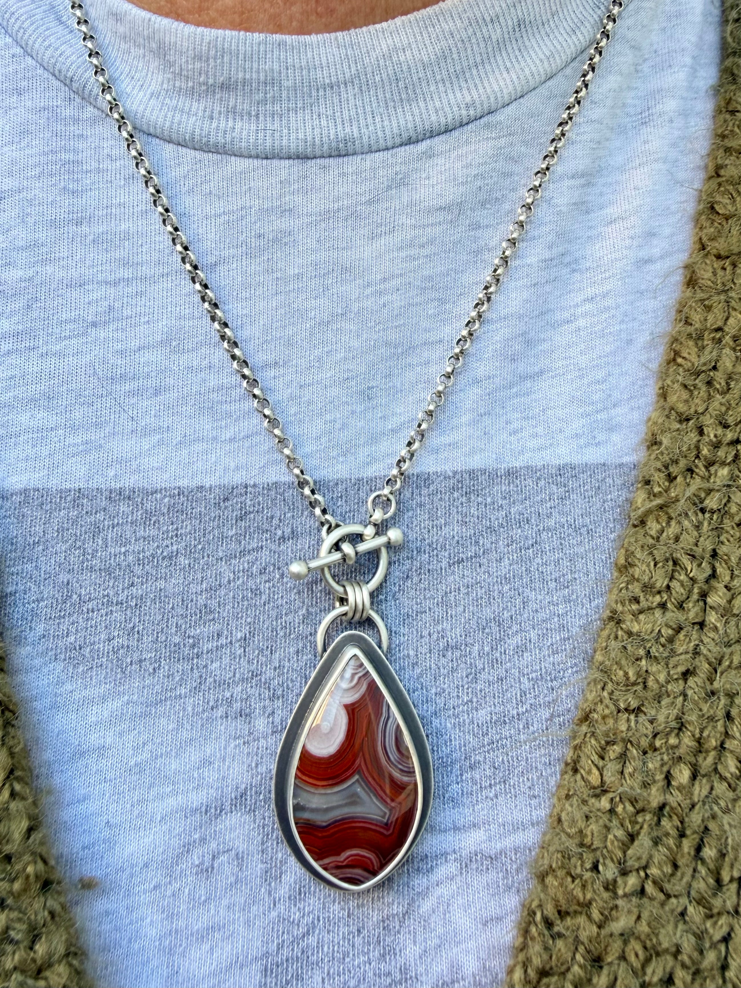 Laguna Lace Agate Sterling Silver Toggle Clasp Necklace – The