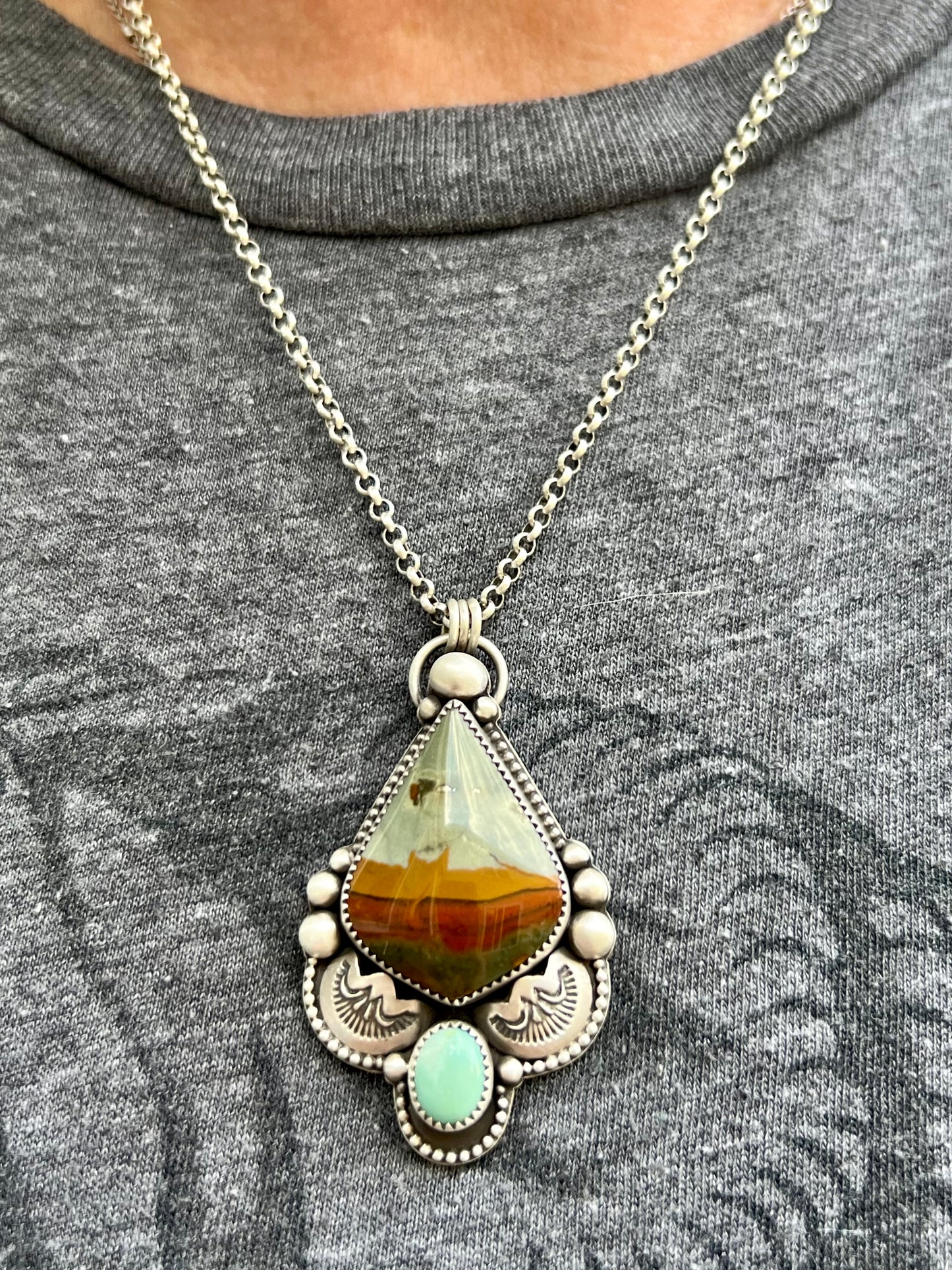 Rocky Butte Jasper & Sleeping Beauty Turquoise Handcrafted Necklace