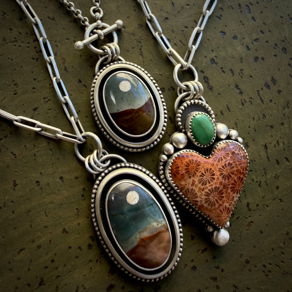Polychrome Jasper Moonscape Shadowbox Necklace