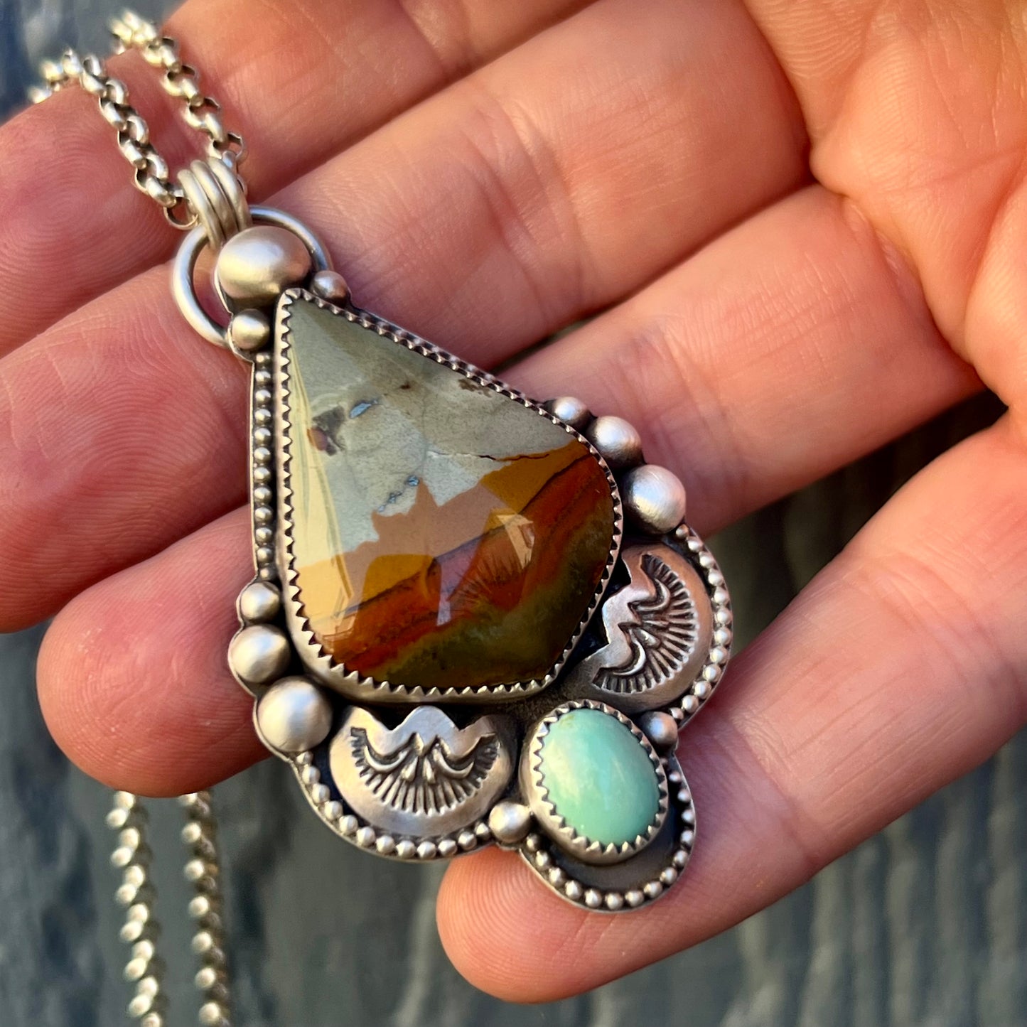 Rocky Butte Jasper & Sleeping Beauty Turquoise Handcrafted Necklace