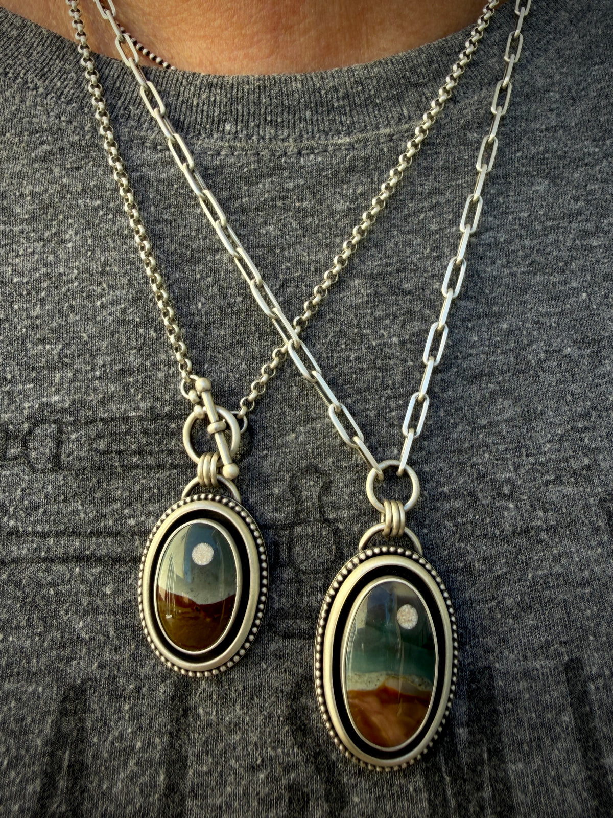 Polychrome Jasper Moonscape Shadowbox Necklace