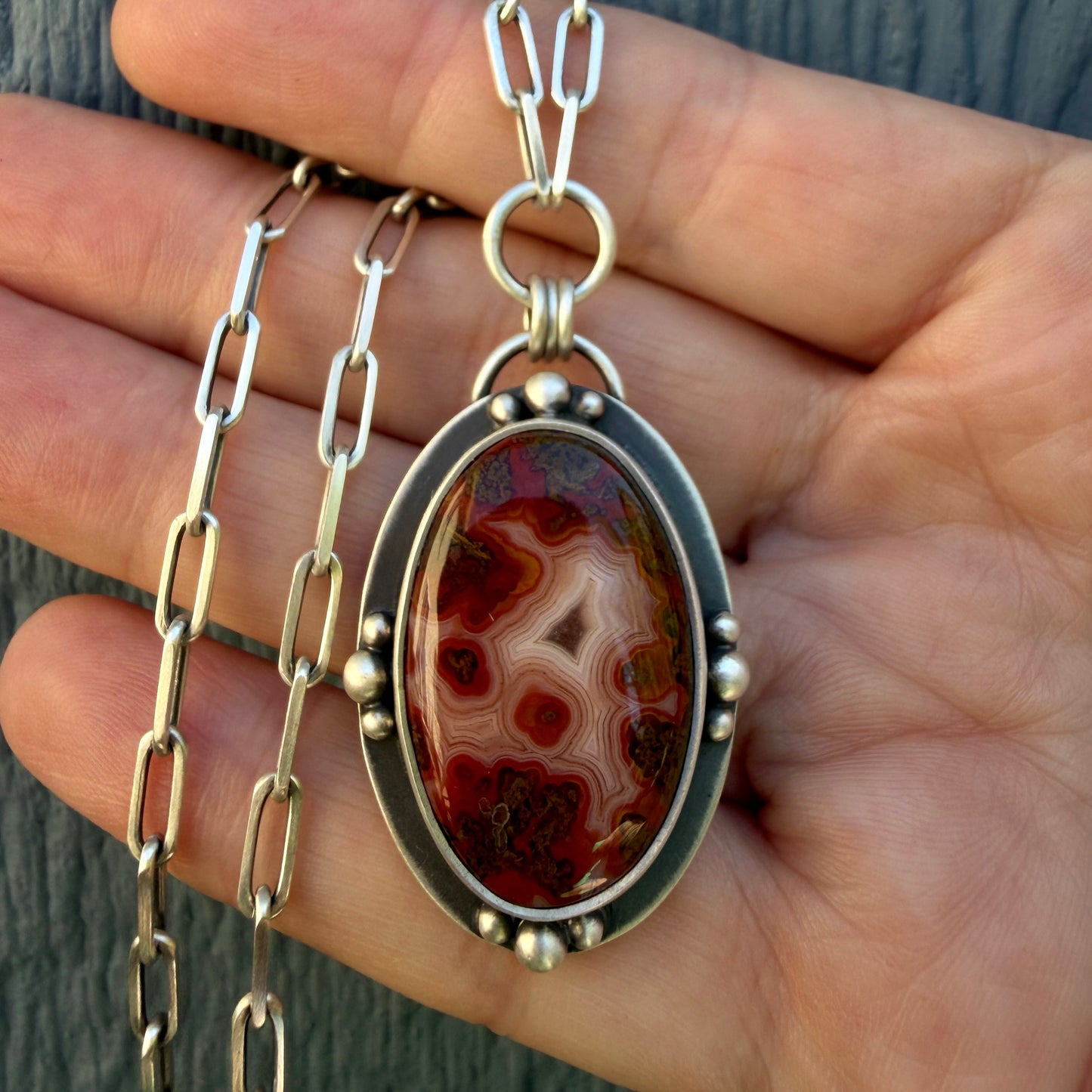 Moroccan Agate Paperclip Necklace