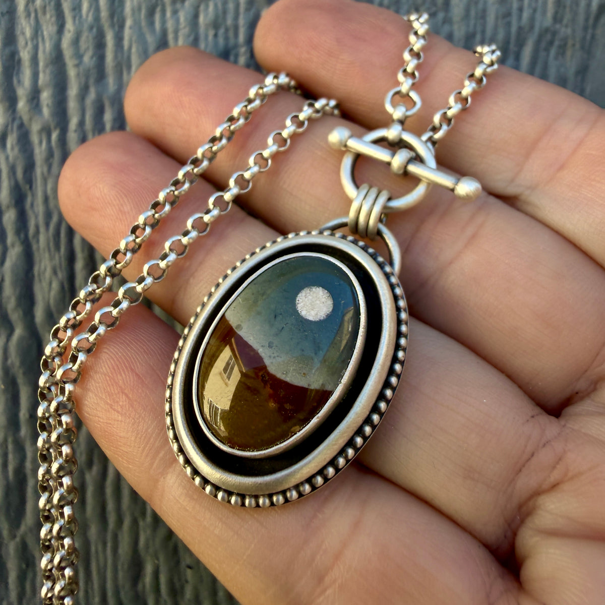 Polychrome Jasper Moonscape Shadowbox Necklace