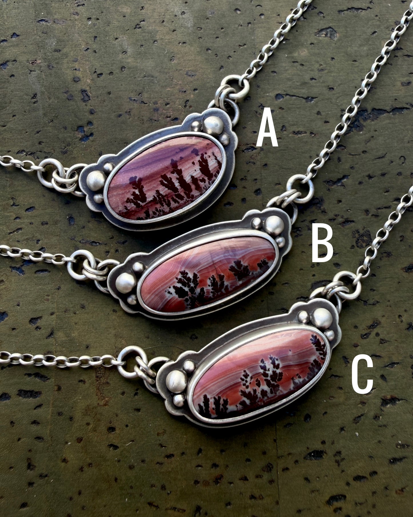 Mimbres Valley Dendritic Rhyolite Desert Portal Landscape Necklace
