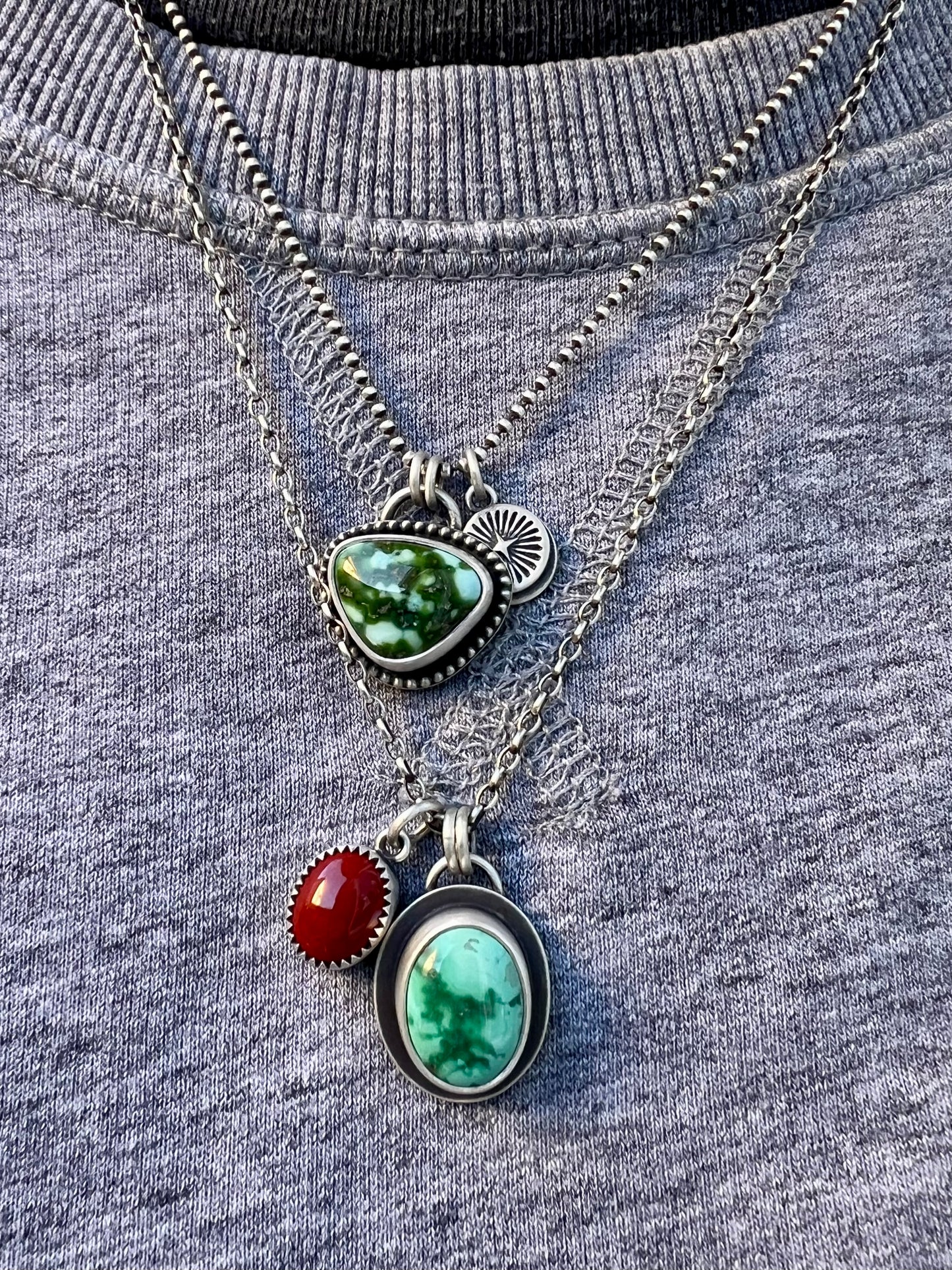 Emerald Valley turquoise and red jasper necklace