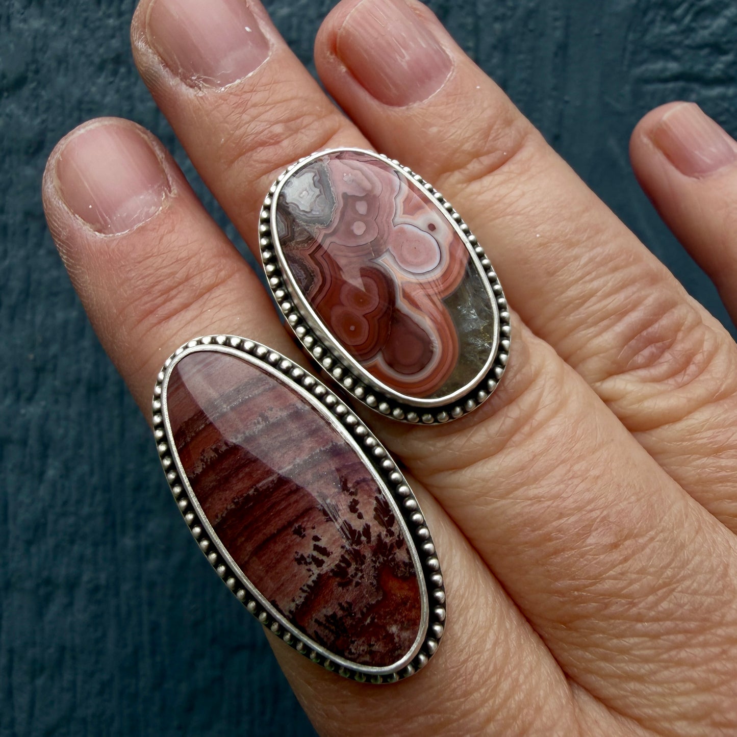 Mimbres Valley Apache Dendritic Rhyolite Handcrafted Ring Size 8