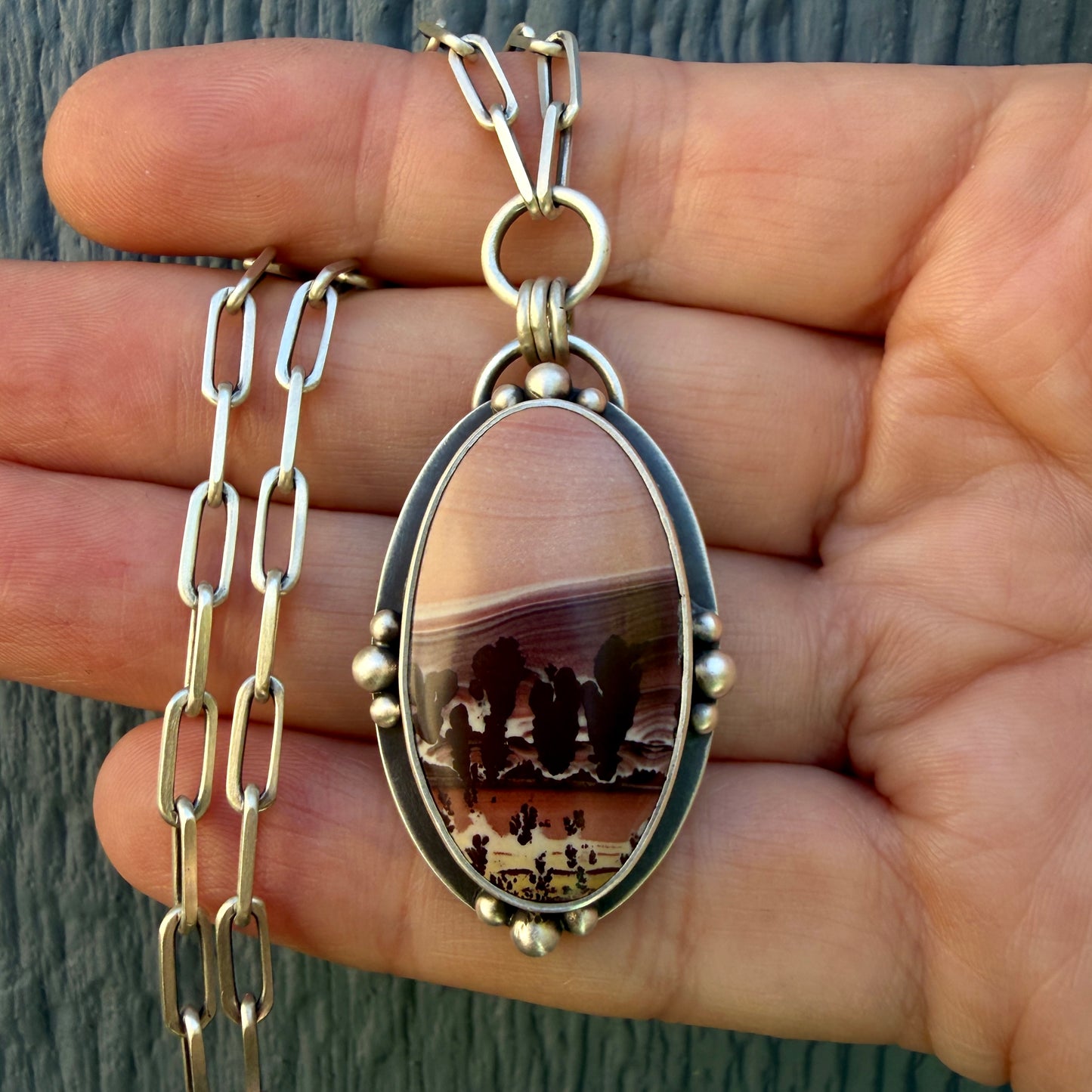Mimbres Valley Dendritic Rhyolite Paperclip Chain Necklace