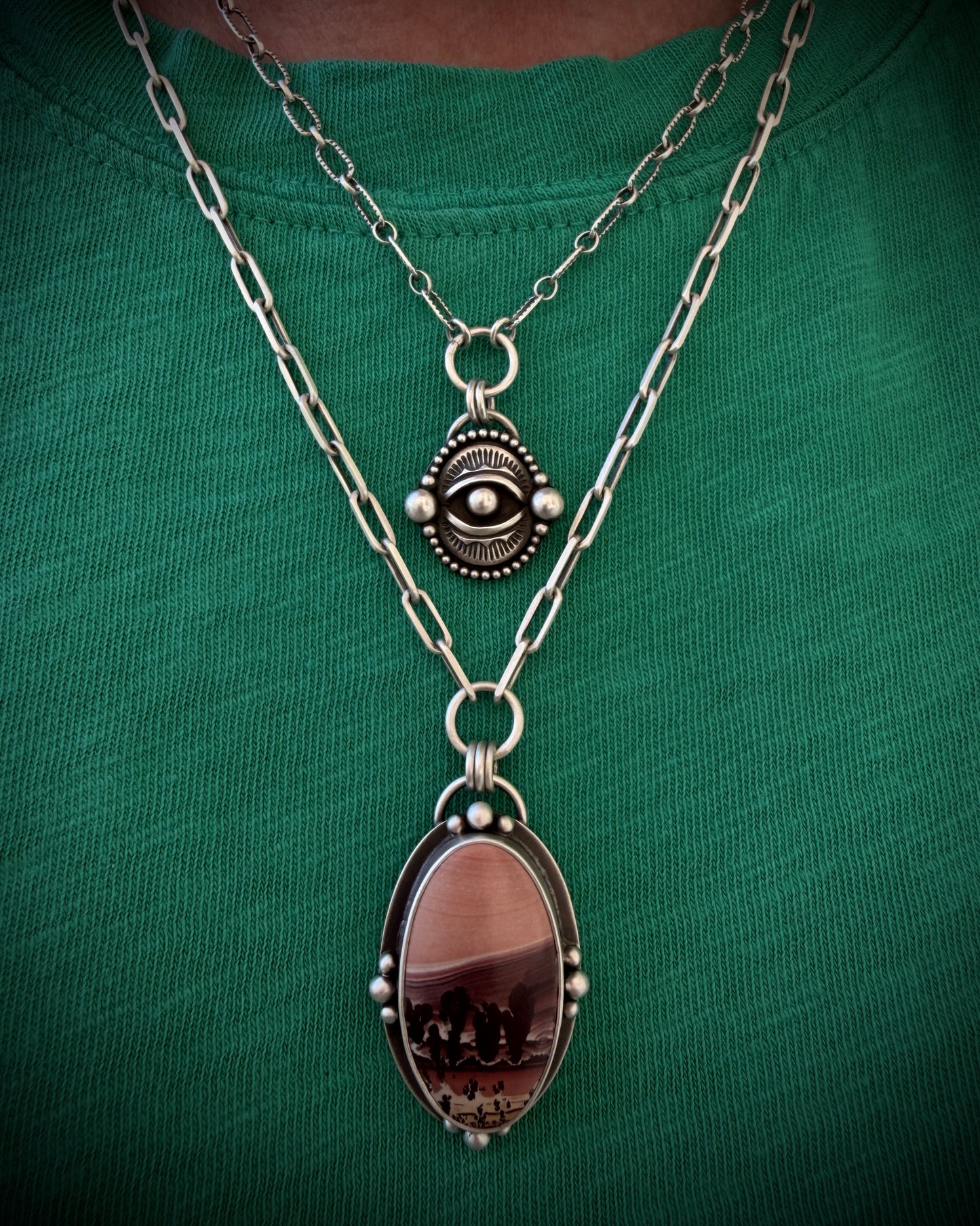 Mimbres Valley Dendritic Rhyolite Paperclip Chain Necklace