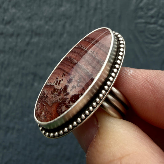 Mimbres Valley Apache Dendritic Rhyolite Handcrafted Ring Size 8