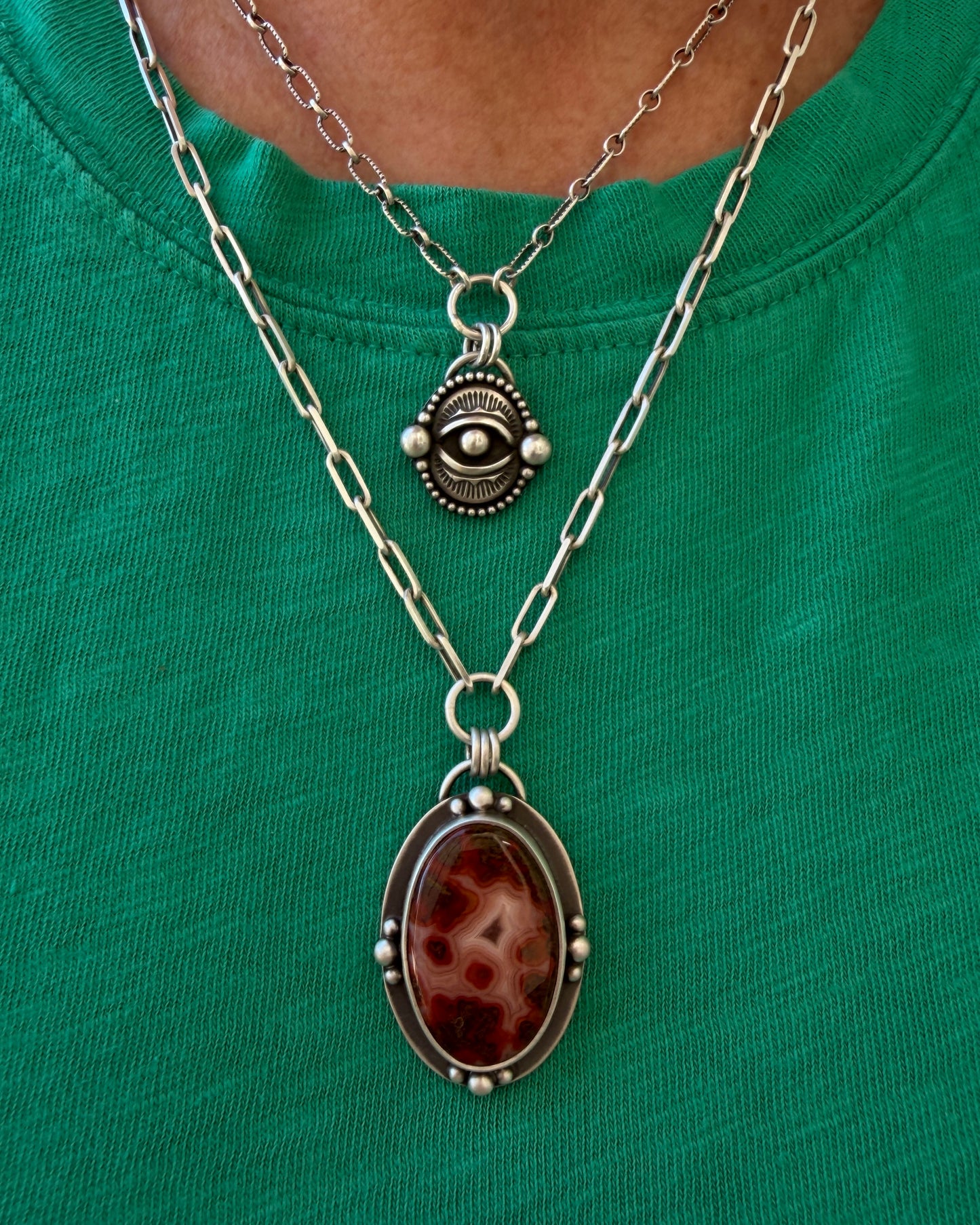 Moroccan Agate Paperclip Necklace