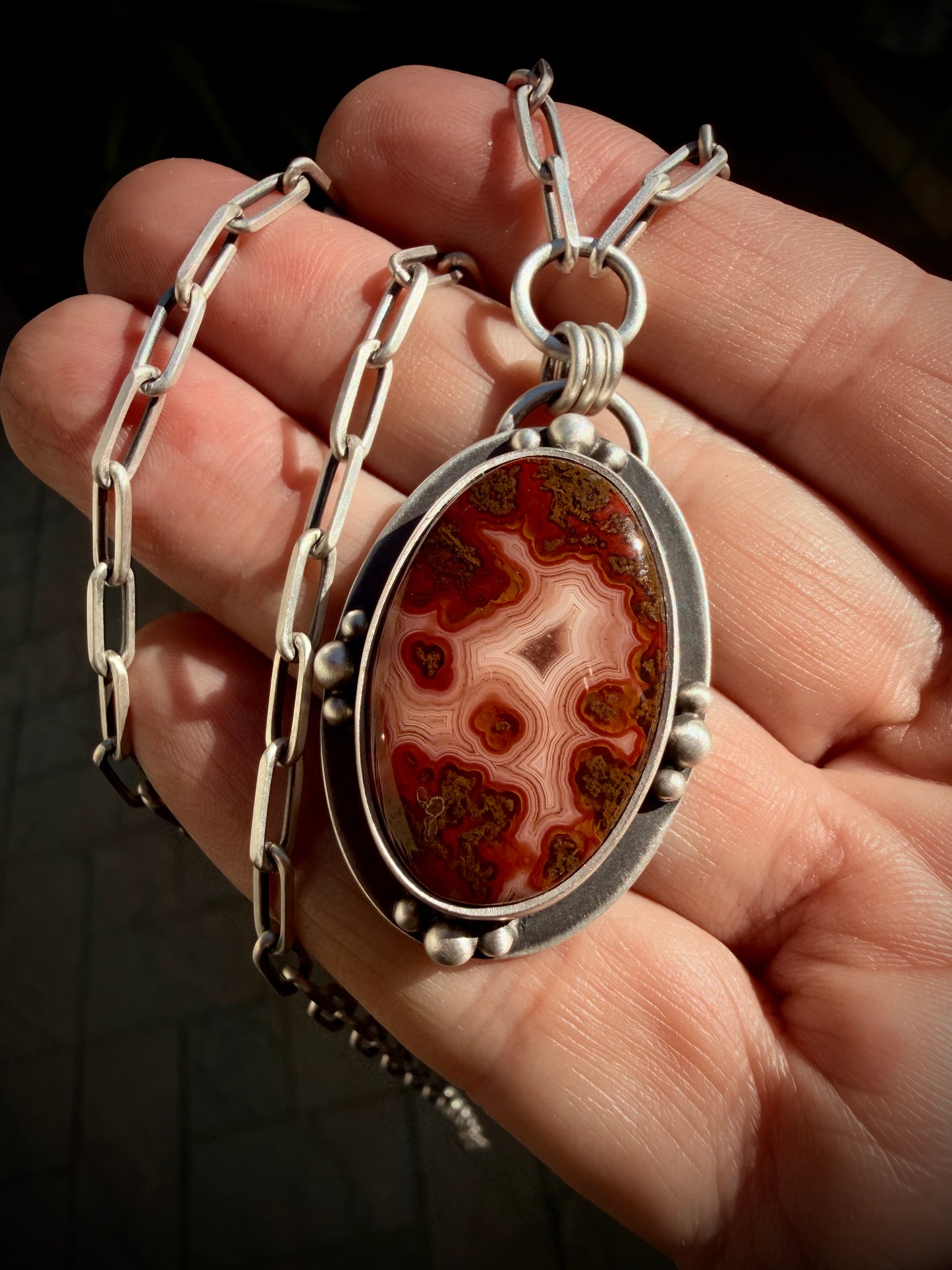 Moroccan Agate Paperclip Necklace