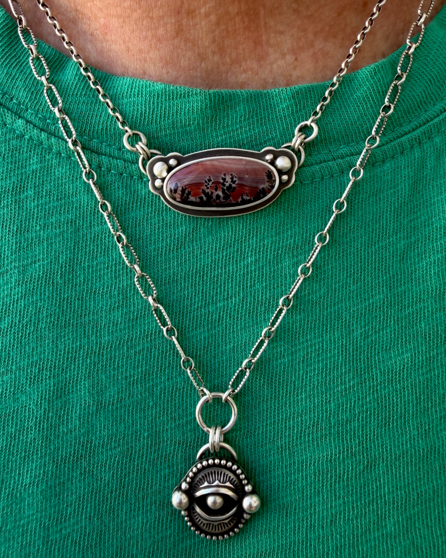 Mimbres Valley Dendritic Rhyolite Desert Portal Landscape Necklace