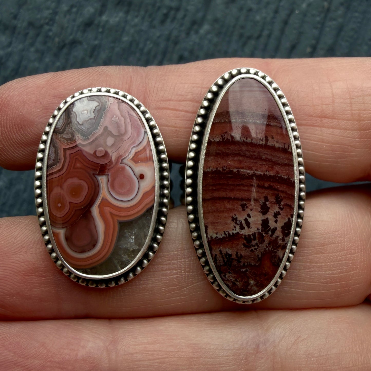 Mimbres Valley Apache Dendritic Rhyolite Handcrafted Ring Size 8