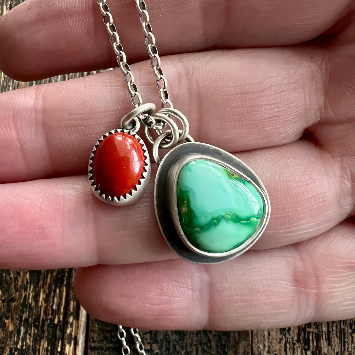 Emerald Valley turquoise and red jasper necklace