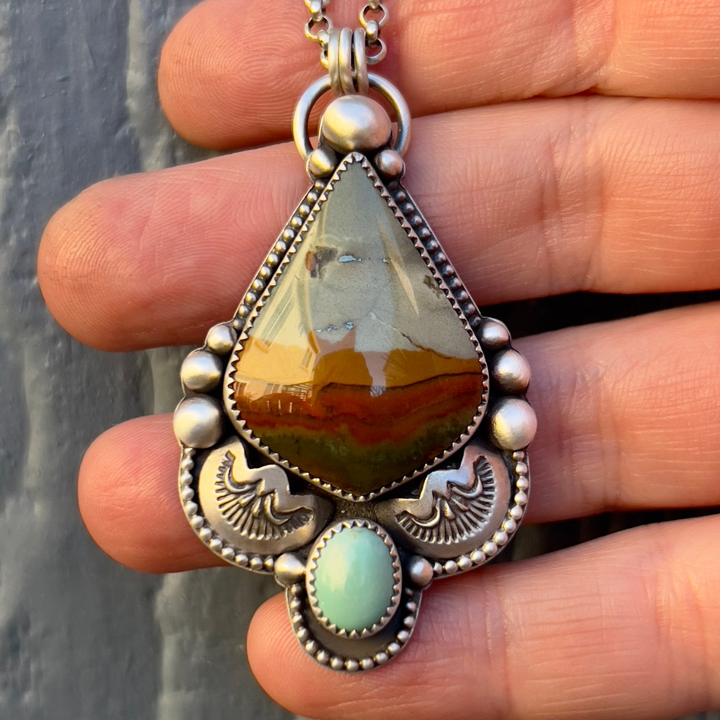 Rocky Butte Jasper & Sleeping Beauty Turquoise Handcrafted Necklace