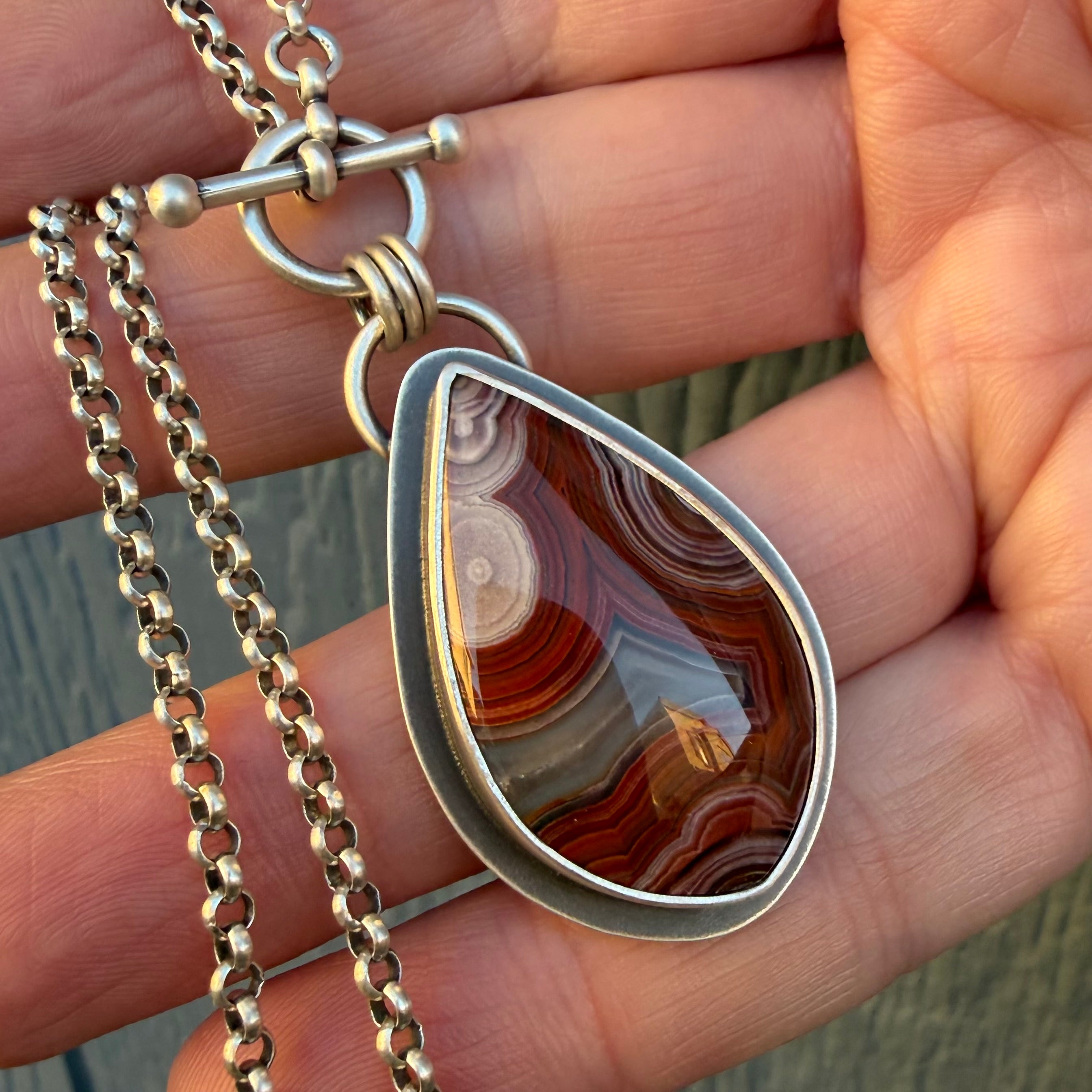 Laguna Lace Agate Sterling Silver Toggle Clasp Necklace – The