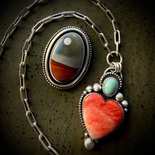 Made To Order: Polychrome Jasper Oval Shadowbox Moonscape Ring or Necklace