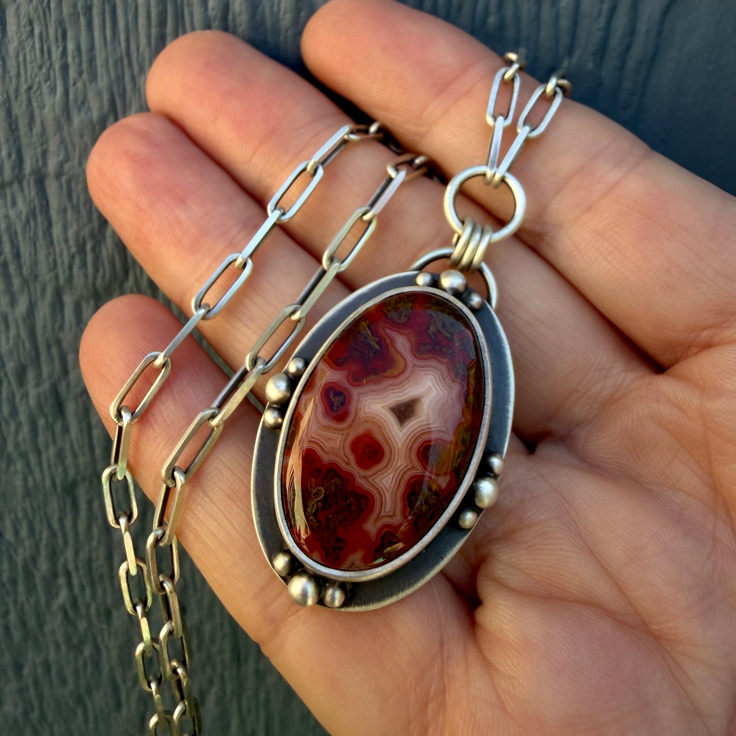 Moroccan Agate Paperclip Necklace