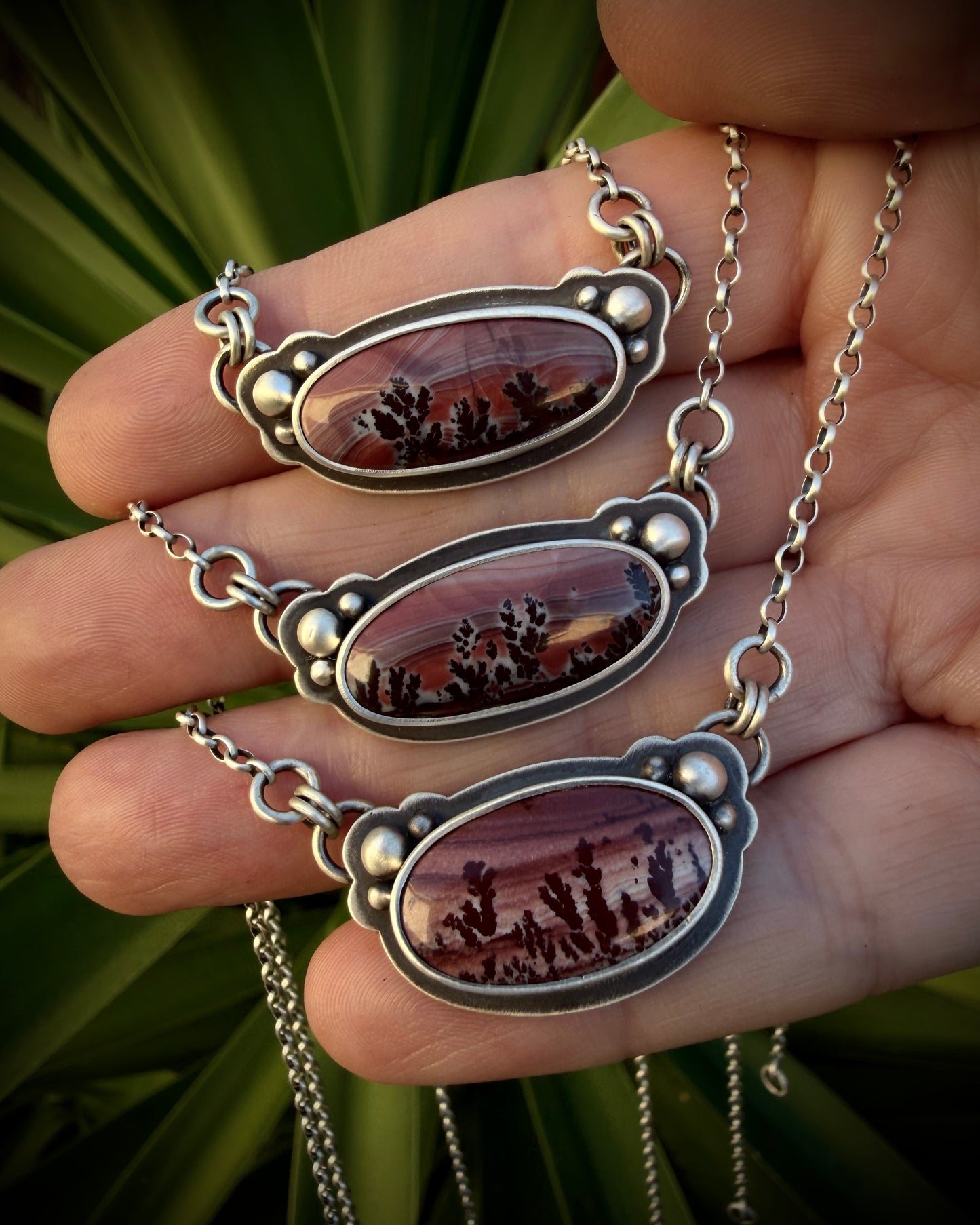Mimbres Valley Dendritic Rhyolite Desert Portal Landscape Necklace