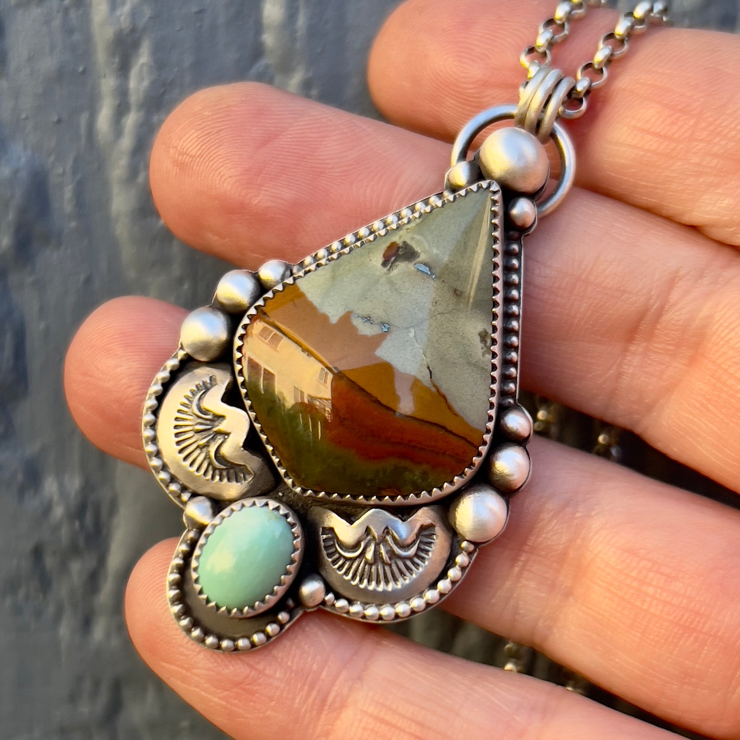 Rocky Butte Jasper & Sleeping Beauty Turquoise Handcrafted Necklace