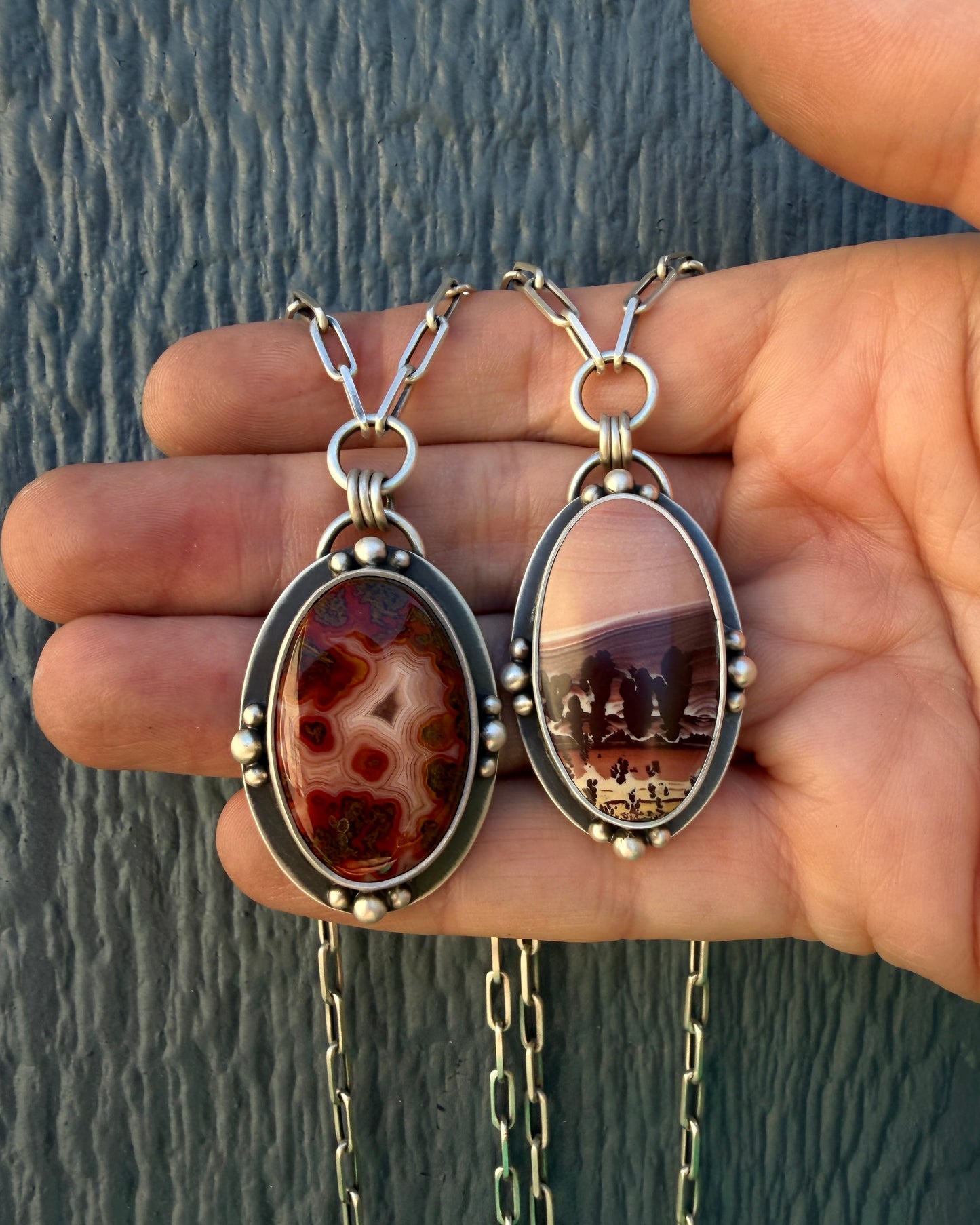 Mimbres Valley Dendritic Rhyolite Paperclip Chain Necklace