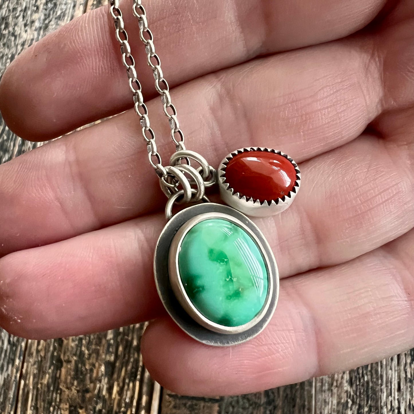 Emerald Valley turquoise and red jasper necklace