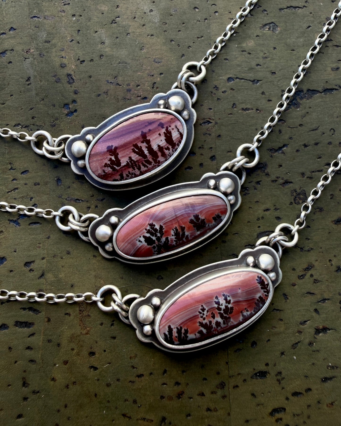 Mimbres Valley Dendritic Rhyolite Desert Portal Landscape Necklace