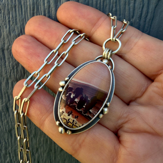Mimbres Valley Dendritic Rhyolite Paperclip Chain Necklace