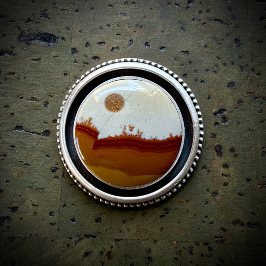 Made To Order: Polychrome Jasper Round Shadowbox Moonscape Ring or Necklace